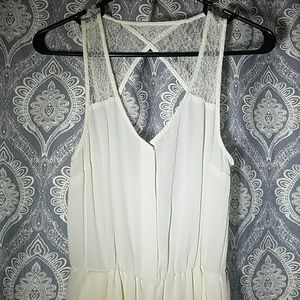 White open back romper